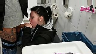 Women on TV compete in toilet skiing challenge.